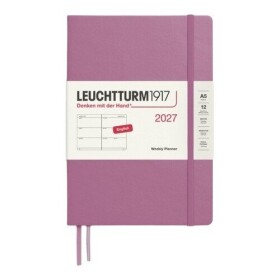 Týdenní plánovač Dusty Rose, Medium A5 2027, anglicky