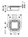 HANSGROHE - RainDrain Spot Podlahová vpusť s roštem 150x150 mm, kartáčovaná nerez 56055800