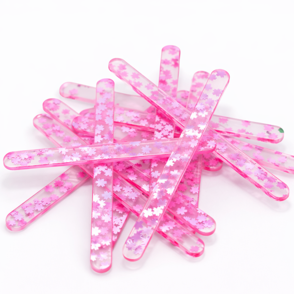 Cake star Akrylatové tyčky na nanuk růžová s třpytkami 7cm (10ks)