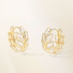 Náušnice s čirými zirkony ve tvaru obilných klásků – elegantní přírodní design, Zlatá