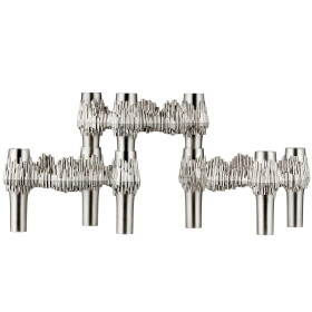 Stoff Nagel Designový svícen STOFF Nagel Quist Brushed Chrome – set 3 ks, stříbrná barva, kov