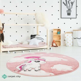 DumDekorace Pohádkový růžový dětský koberec pro holčičku jednorožec
