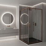 REA/S - Sprchový kout City 80x100 Brush Copper Se sprchovou vaničkou Savoy KPL-K6981