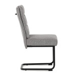 Židle jídelní, taštičkové pružiny v sedáku, madlo na opěráku, světle šedá látka, černý kov