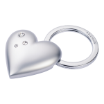 TROIKA klíčenka - matné srdíčko, kovová, Swarovski, stříbrná