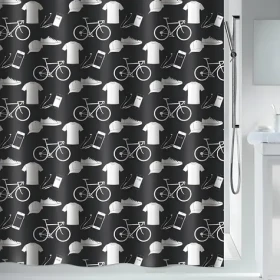 Spirella PATCHWORK urban černá / Sprchový závěs / 180 x 200 cm / polyester
