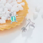 LUNICA Stříbrné náušnice OPÁLOVÁ ŽELVA 0626