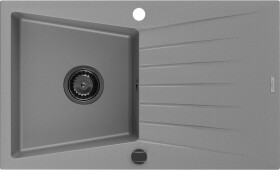 MEXEN/S - Cesar granitový dřez 1 s odkapávačem 775 x 470 mm, šedá, + černý sifon 6514771010-71-B