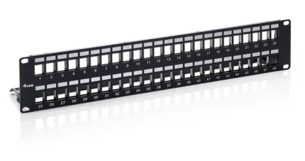Equip černá / Patch panel / 19" / 48 portů / 2U / stíněný Cat6 / LSA-110 (769349)