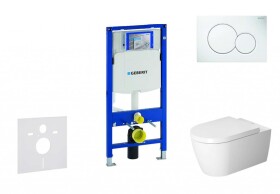 GEBERIT - Duofix Modul pro závěsné WC s tlačítkem Sigma01, alpská bílá + Duravit ME by Starck - WC a sedátko, Rimless, SoftClose 111.300.00.5 NM1