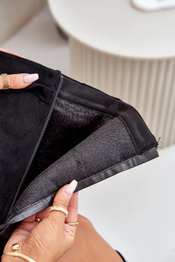 Dámské Kozačky Eko Semišové S Ohnutým Svrškem Na Sloupku Černé Bralise 41