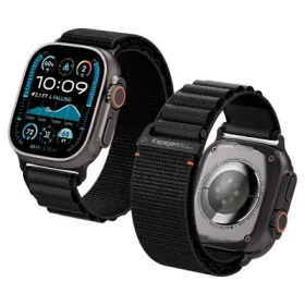 Rozbaleno - Spigen Fabric Band (hook) řemínek pro Apple Watch 49mm/46mm/45mm/44mm černá / rozbaleno (AMP10144.Rozbaleno)