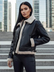 Dámská kožená bunda s ovčí kůží SHEREB black FashionStreet TY4756z XL