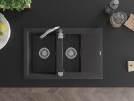 MEXEN/S - Gaspar granitový dřez 1.5 s odkapávačem včetně baterie Telma, černá kropenatý 6507-76-670200-00
