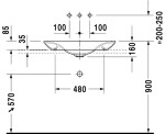 DURAVIT - Puravida Umyvadlo na desku 70x47 cm, bez přepadu, bez otvoru pro baterii, s WonderGliss, bílá 03697000001