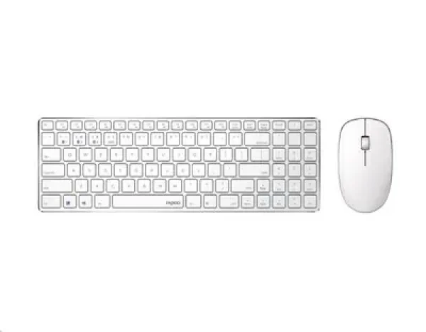 Rozbaleno - Rapoo 9300M Multi-Mode bílá / bezdrátová sada klávesnice a myši / 2.4 GHz / BT 3.0 a 4.0 / CZ-SK verze / rozbaleno (6940056184740.rozbaleno)