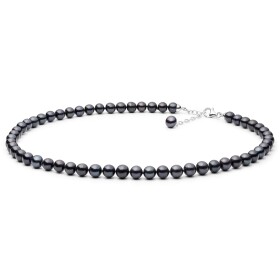 Perlový náhrdelník Sebastiana - sladkovodní perla, stříbro 925/1000, 45 cm + 3 cm (prodloužení) Černá