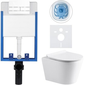 CERANO Kompletní WC set Profi/Carlito - bílá lesklá - WC tlačítko Line/Bílá - pro zazdění - 48,5x36,5 cm