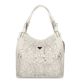 Trendy dámská koženková kabelka na rameno Tiara, krémová