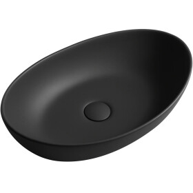 CERANO - Umyvadlo z litého mramoru Gaia - na desku - černá matná - 55x35 CER-WB12B