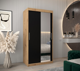 Šatní skříň Abi T2 Barva korpusu: Dub artisan, Rozměry: 100 cm, Dveře: Černá