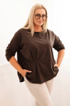 Dámská blůza Plus Size s bavlnou, kapsou a ohrnutým rukávem kiwi UNI