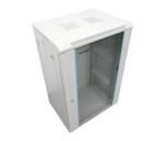 XtendLan 19" nástěnný rozvaděč 15U 600x600, nosnost 60 kg, skleněné kouřové dveře, rozložený, šedý EDF_10102698