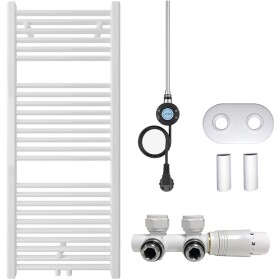 CERANO Koupelnový radiátorový set Lincoln - kombinované výtápění, wifi tyč - středové připojení 50 mm - 300W - bílá lesklá - 1200x500 mm