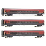 Roco 74030 3dílná sada průběžných vozů ICE 1 Redesign 2005 značky DB-AG Třída 1, třída Avmz 801.0, třída 2, třída Bvmz 8