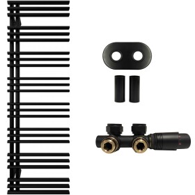 CERANO Koupelnový radiátorový set Burke - ústřední vytápění - asymetrické připojení 50 mm - 750W - černá matná - 1600x500 mm