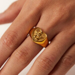 ELENYS Heart Angel – pozlacený prsten 18K žluté zlato Velikost: 7 (EU: 54-56)