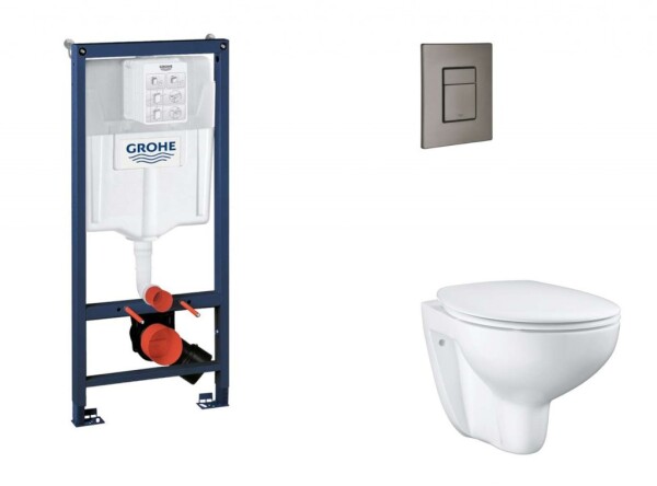 GROHE - Rapid SL Set předstěnové instalace, klozetu, sedátka SoftClose a tlačítka Skate Cosmopolitan, kartáčovaný Hard Graphite SANI11BB5114