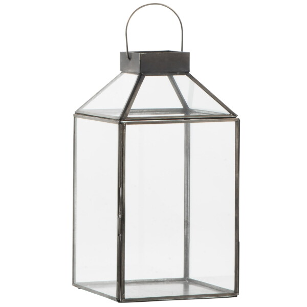 Ib Laursen Skleněná lucerna Norr Black 30,5 cm, černá barva, čirá barva, sklo