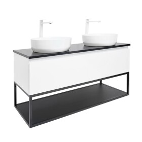 Koupelnová skříňka s kamennou krycí deskou SAT B-Way 119x30x45 cm bílá lesk BWAY120WU2B2BF BWAY120WU2B2BF