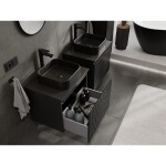 MEXEN/S - Rivel koupelnová skříňka pod umyvadlo 60, 1 šuplík, reliéf , černá mat 91A20-06047-1-BF71