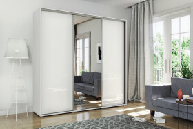 Šatní skříň Ska A30 XL Barva korpusu: Bílá, Rozměry: 278 cm, Dveře: Bílý lesk