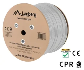 Lanberg Instalační kabel Cat6A U/FTP šedá / Instalační kabel / 305 m / CU / LSZH / CPR / Fluke Passed (LCUF6L-11CU-0305-S)