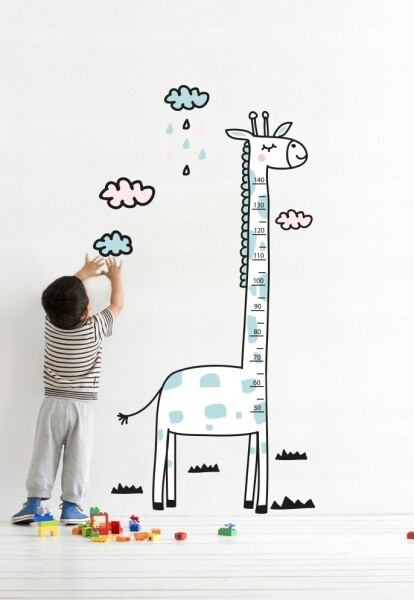 DumDekorace Okouzlující nálepka na zeď metr Žirafa 170 x 79 cm
