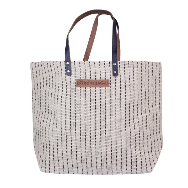 Strömshaga Jutová taška Ellen / Leather Handles, béžová barva, textil