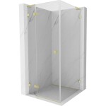 MEXEN/S - Lunar L sprchový kout dveře křídlové levá 80 x 80, transparent, zlato kartáčovaná 834L-080-080-55-00-L