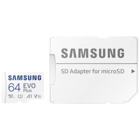 SAMSUNG Micro SDXC 64GB EVO Plus + SD adaptér / U1 / V 10 / A1 / Čtení: 130MBps (MB-MC64KA/EU)