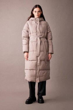 DEFACTO Hooded Long Parka with Waterproof Belt