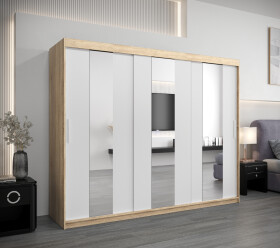 Šatní skříň Abi Po Barva korpusu: Dub Sonoma, Rozměry: 250 cm, Dveře: Bílá