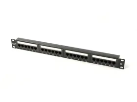 Patch panel 19" 24 portů černý / Patch panel / U/UTP / CAT.5E / 1U (DN-91524U-1)