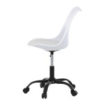 Židle kancelářská, bílá plastová skořepina, sedák bílá látka, kovový kříž