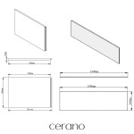 CERANO - Vana akrylátová Viola - L/P - obdélníková - bílá - 150x70x41 - s panely a nožičkami CER-010489