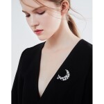 Vánoční brož Swarovski Elements Rosana - měsíc, Bílá/čirá