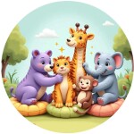 Obrázek Jedlý papír na dort Safari kamarádi sedící