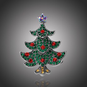 Vánoční brož Swarovski Elements Alberello - vánoční stromek, Barevná/více barev