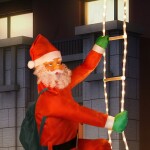 Iso Vánoční dekorace - Santa Claus na žebříku 49 LED